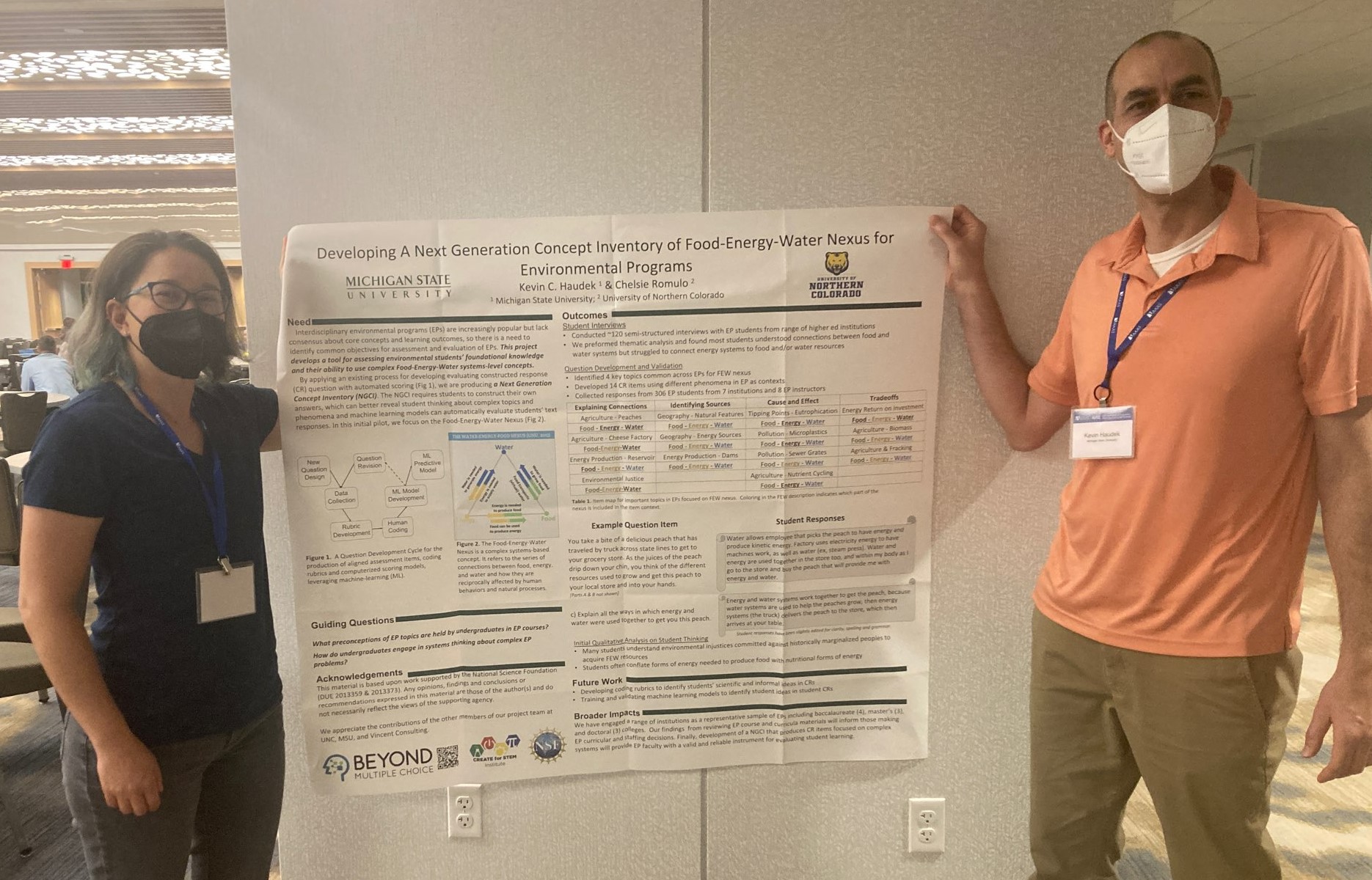 Dr. Chelsie Romulo and Dr. Kevin Haudek present a project poster at the AAAS IUSE Summit conference in June 2022